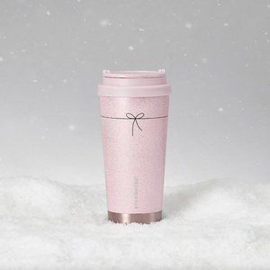Starbucks 2021 Holiday SS Pink Glittery Travel Cup NWT